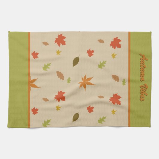 Verticale kleurrijke herfst laat aangepaste tekst theedoek (Horizontaal)