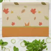 Verticale kleurrijke herfst laat aangepaste tekst  theedoek (Gevouwen)