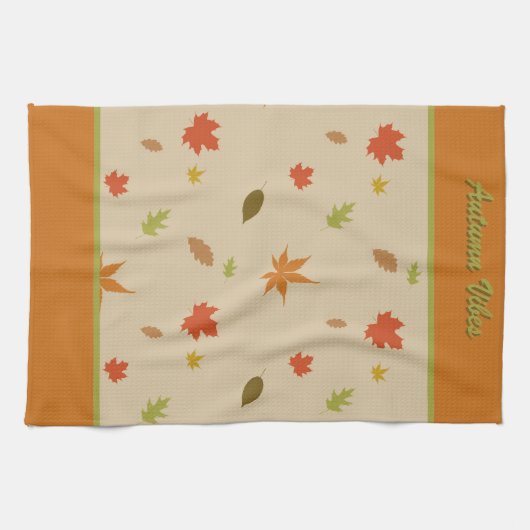 Verticale kleurrijke herfst laat aangepaste tekst theedoek (Horizontaal)