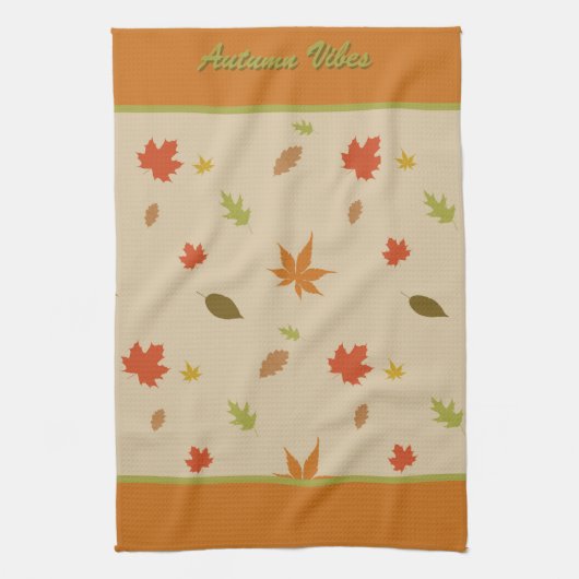 Verticale kleurrijke herfst laat aangepaste tekst  theedoek (Verticaal)