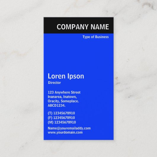 Verticale kop - zwart met blauw 0033FF Visitekaartje (Voorkant)