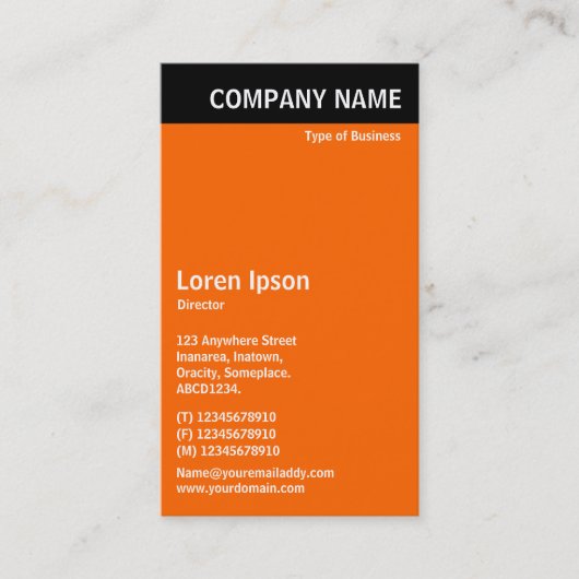 Verticale kop - zwart met Oranje FF6600 Visitekaartje (Voorkant)
