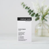 Verticale kop - zwart met wit (Platinum-Kaart) Visitekaartje (Staand voorkant)