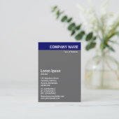 Verticale koptekst - Blauw met grijs en wit Visitekaartje (Staand voorkant)