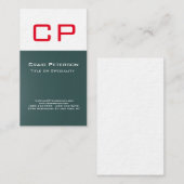 Verticale leisteen grijs witte monogram Luxe Premi Visitekaartje (Voorkant / Achterkant)