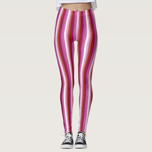 Verticale Lesbische Pride Vlag Leggings (Voorkant)