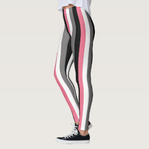 Verticale lijnen Roze Wit Grijs Zwart Strepen Leggings
