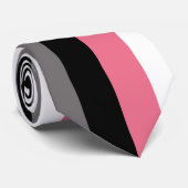 Verticale lijnen roze witte grijze strepen stropdas (Opgerold)