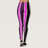 Verticale lijnen Zwart Roze Amou Isometrisch patro Leggings (Achterkant)