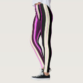 Verticale lijnen Zwart Roze Amou Isometrisch patro Leggings (Links)