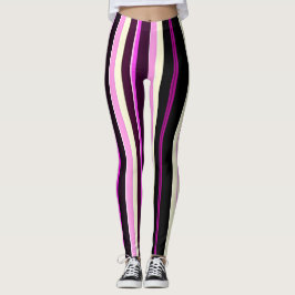 Verticale lijnen Zwart Roze Amou Isometrisch patro Leggings