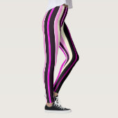 Verticale lijnen Zwart Roze Amou Isometrisch patro Leggings (Rechts)