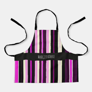 Verticale lijnen Zwart Roze Amou Isometrisch patro Schort