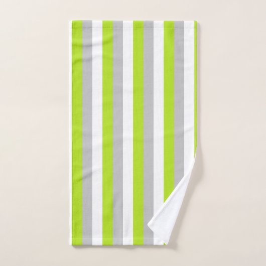 Verticale linegroen, zilver en witte strepen bad handdoek (Handdoek)