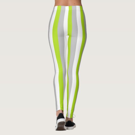 Verticale linegroen, zilver en witte strepen leggings (Achterkant)
