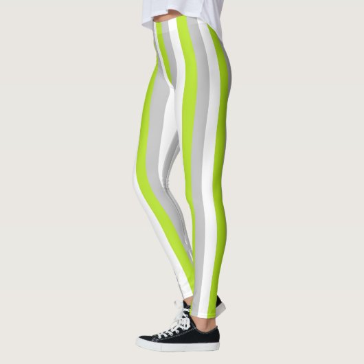 Verticale linegroen, zilver en witte strepen leggings (Links)