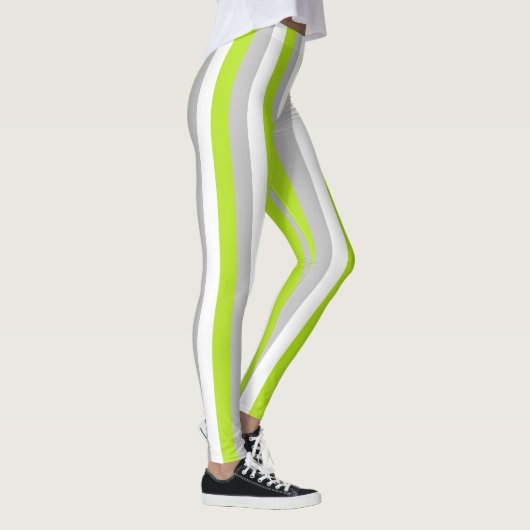 Verticale linegroen, zilver en witte strepen leggings (Rechts)