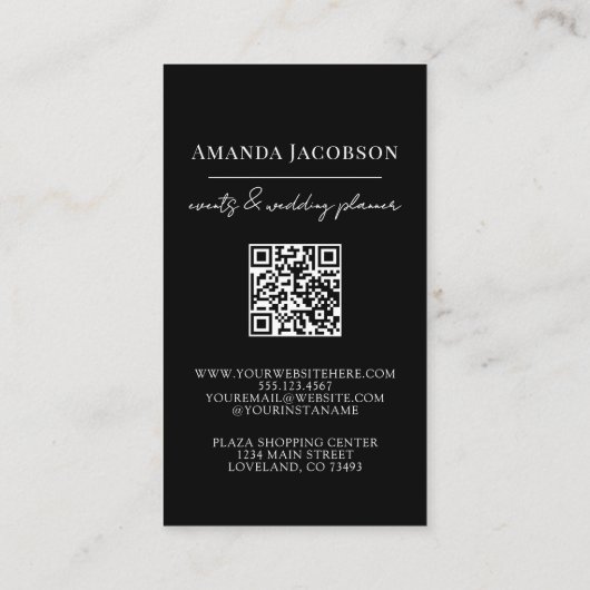 Verticale Logo Black Floral Elegant Professional Visitekaartje (Achterkant)