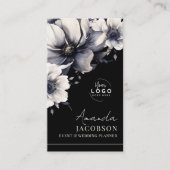 Verticale Logo Black Floral Elegant Professional Visitekaartje (Voorkant)