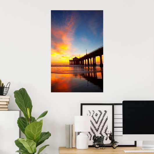 Verticale Manhattan Beach Pier Poster (Thuiskantoor)