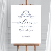 Verticale Marine Blauw Monogram Huwelijk Welkom Te Poster