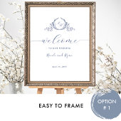Verticale Marine Blauw Monogram Huwelijk Welkom Te Poster