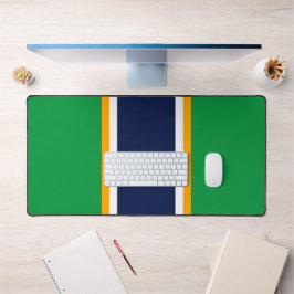 Verticale marine witte gele strepen op vet groen bureaumat