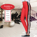 Verticale meertalige rode en zwarte streep leggings<br><div class="desc">Deze leggings zijn voorzien van een zwarte rode en zwarte meertalige woordwolk "Dank u" langs het linkerbeen. Het rechterbeen heeft twee zwarte strepen.</div>