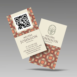 Verticale Mid-Century Modern Geometrische QR Visitekaartje