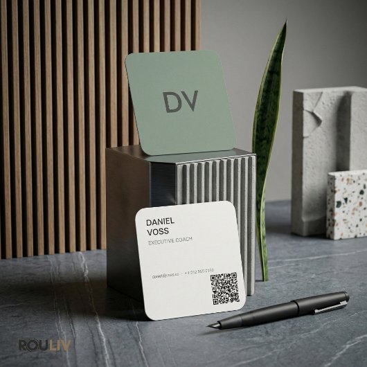 Verticale Minimaal Moderne QR Code | Professioneel Vierkante Visitekaartje