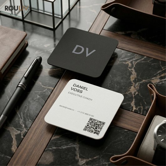Verticale Minimaal Moderne QR Code | Professioneel Vierkante Visitekaartje