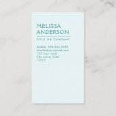 Verticale minimalistisch professionele Aqua blue l Visitekaartje (Achterkant)