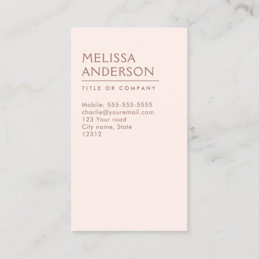 Verticale minimalistisch professionele dubbelblind visitekaartje (Achterkant)