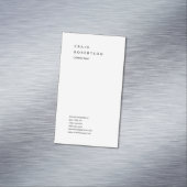 Verticale minimalistische effen moderne witte tren magnetisch visitekaartje (Voorbeeld)