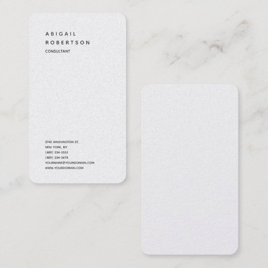 Verticale minimalistische effen moderne witte tren visitekaartje (Voorkant / Achterkant)