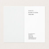 Verticale minimalistische effen moderne witte tren visitekaartje (Buitenkant ongevouwen)