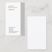 Verticale minimalistische platte moderne grijze re visitekaartje (Voorkant / Achterkant)