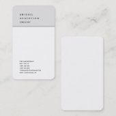 Verticale minimalistische platte moderne grijze re visitekaartje (Voorkant / Achterkant)