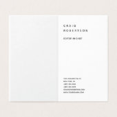 Verticale minimalistische vlakte Modern zwart-wit Visitekaartje (Buitenkant ongevouwen)
