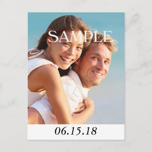 Verticale moderne foto Save the Date Wedding Aankondigingskaart (Voorkant)