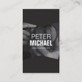 Verticale moderne, minimale donkere fotograaf visitekaartje (Achterkant)