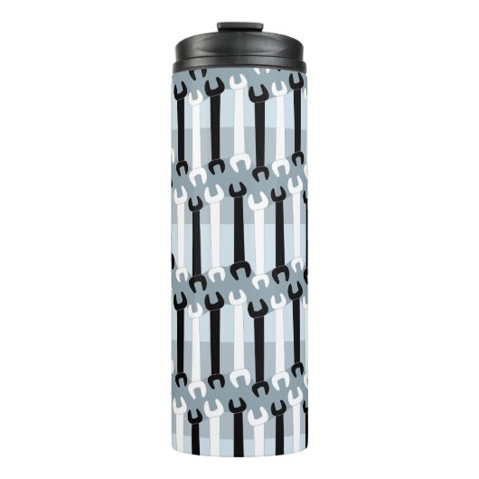 Verticale Moersleutel Patroon Thermische Tumbler Thermosbeker (Voorkant)