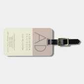 Verticale monogram minimalistisch beige kleurenren bagagelabel (Voorkant horizontaal)