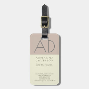 Verticale monogram minimalistisch beige kleurenren bagagelabel