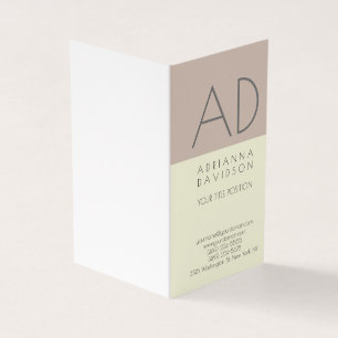 Verticale monogram minimalistisch beige kleurenren visitekaartje