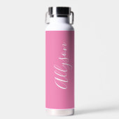Verticale naam personaliseren, wit script, roze waterfles (Voorkant)