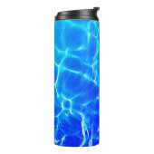 Verticale naam personaliseren Witte script, Blauwe Thermosbeker (Gedraaid links)