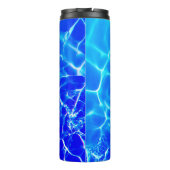 Verticale naam personaliseren Witte script, Blauwe Thermosbeker (Achterkant)