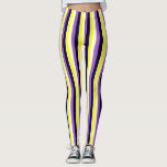 Verticale niet-binaire Pride-vlag Leggings<br><div class="desc">Leggings met de niet-binaire Pride-vlag met horizontale zwarte, paarse, witte en gele strepen. .</div>