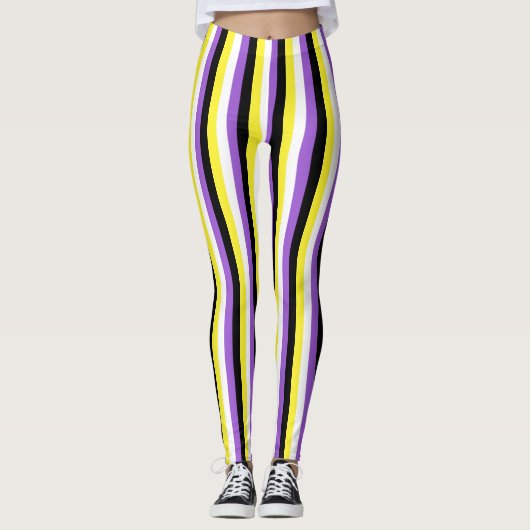 Verticale niet-binaire Pride-vlag Leggings (Voorkant)